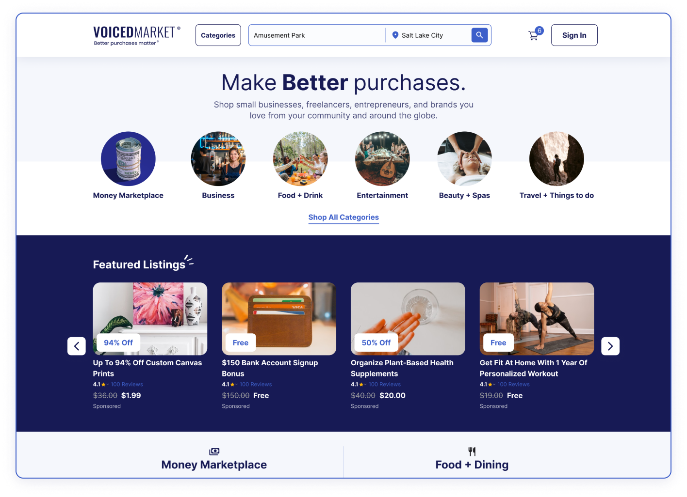 VOICED Market is a marketplace built to help people discover products & services in their area and around the world