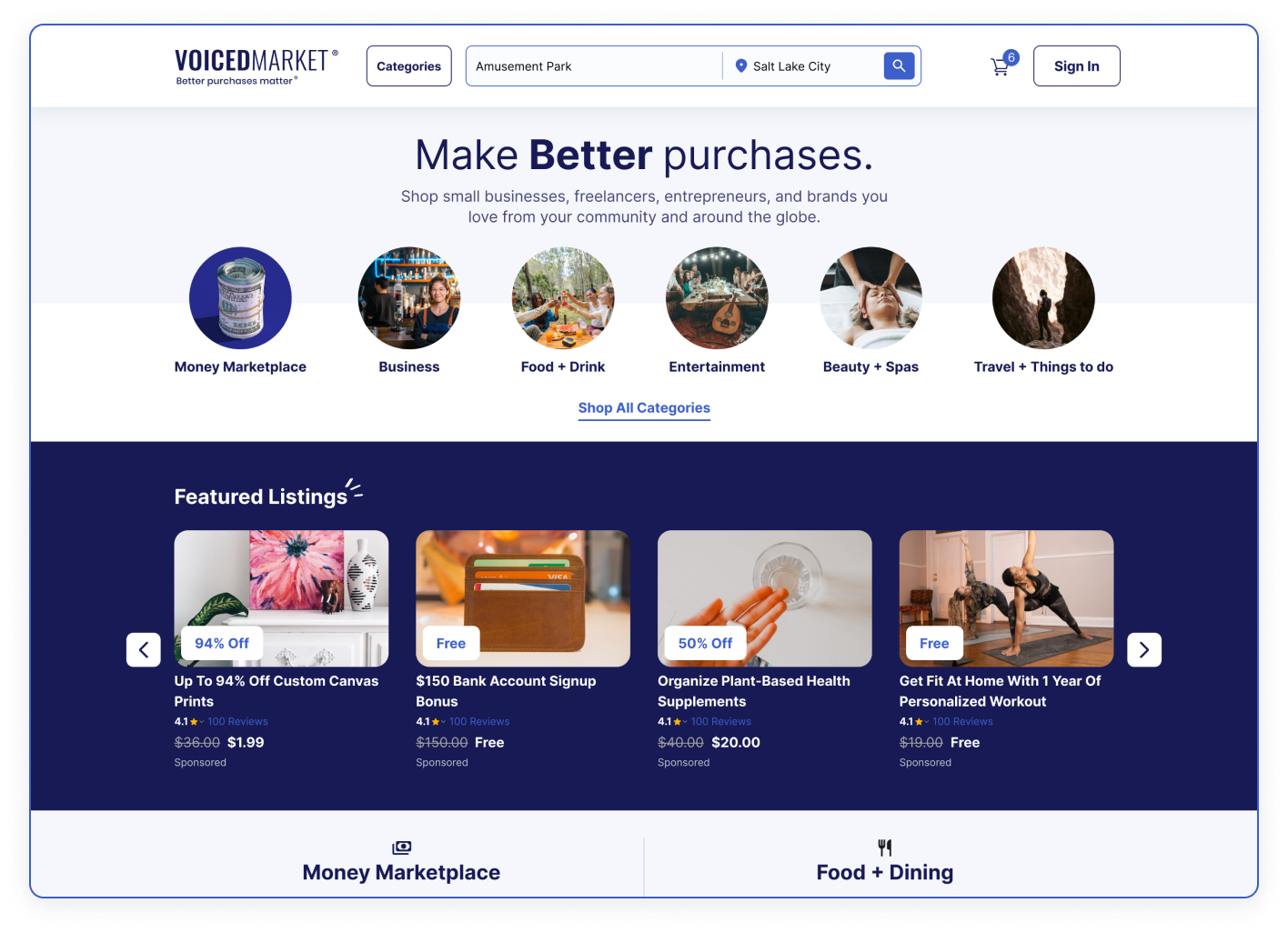 VOICED Market is a marketplace built to help people discover products & services in their area and around the world